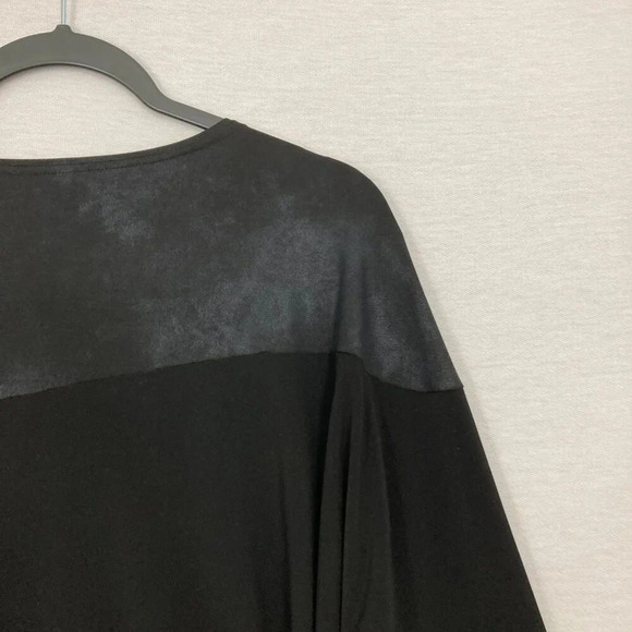 Sympli Black Two Tone Crew Neck Button Detail Stretch Pullover Top size 8 - Picture 8 of 9